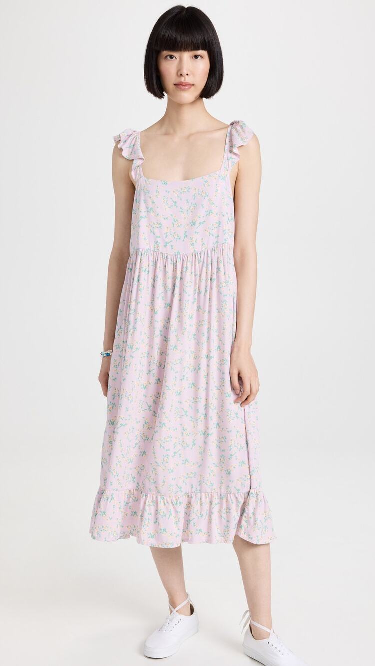 NWT Sokie Collective Lilac Lavender Summer Floral Flutter Midi Dress Size XL